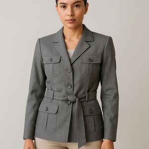 NWT! Tahari ASL Charcoal Gray Utility Blazer Size 10